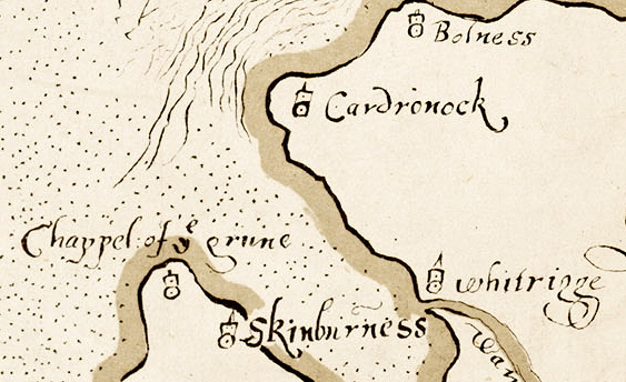 A section of the 1590 Aglionby Platt. Image reproduced by permission of the National Library of Scotland