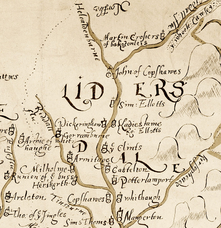 A section of the 1590 Aglionby Platt. Image reproduced by permission of the National Library of Scotland