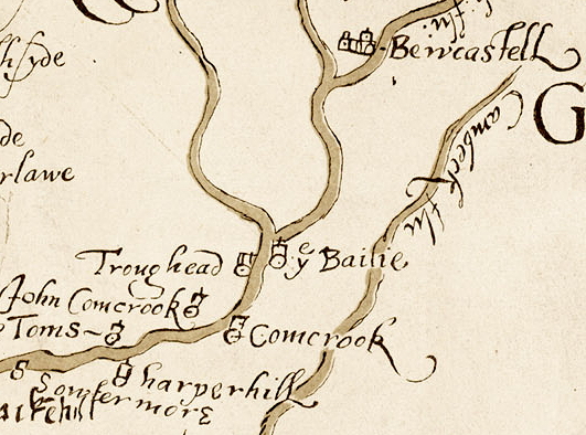 A section of the 1590 Aglionby Platt. Image reproduced by permission of the National Library of Scotland