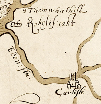 A section of the 1590 Aglionby Platt. Image reproduced by permission of the National Library of Scotland